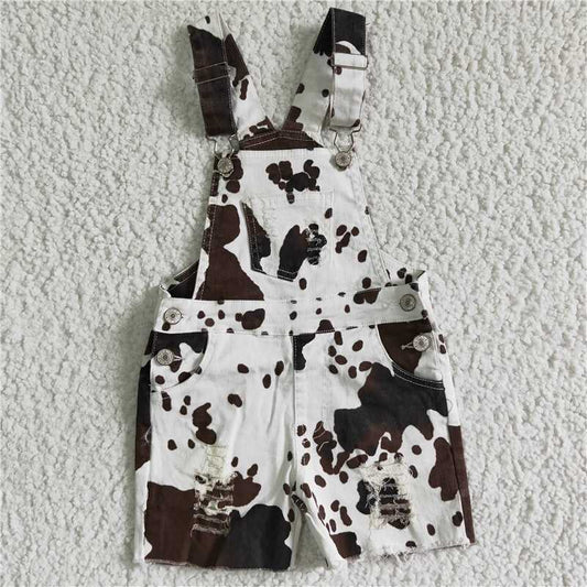 SS0019  baby girls cow summer denim shorts overall(D)