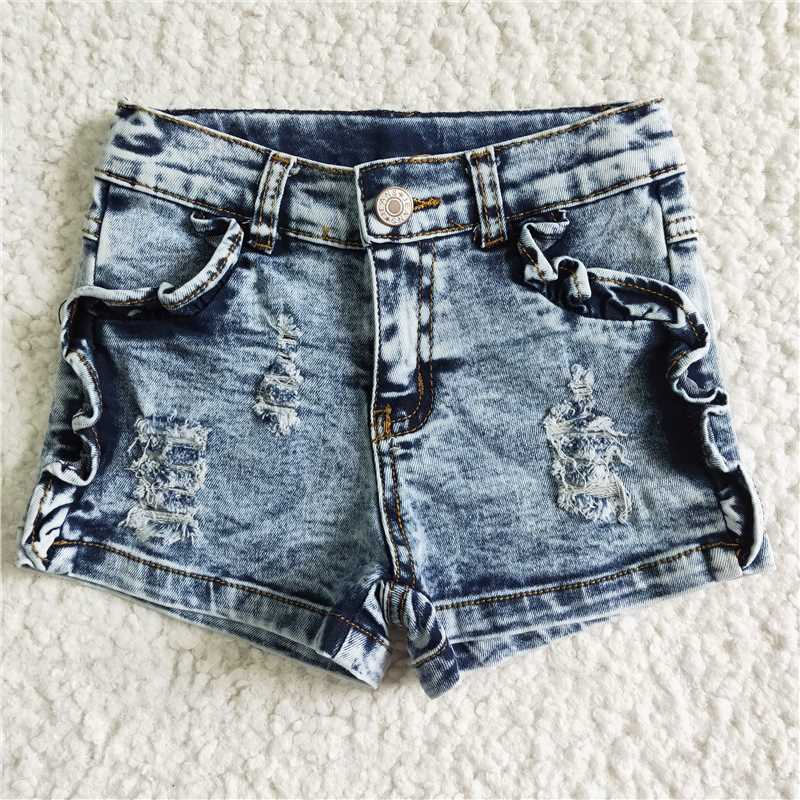 SS0011 Baby Girls light blue color summer denim shorts 2