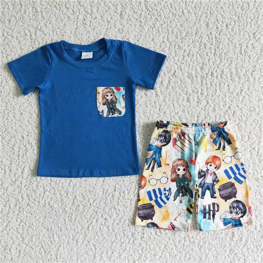 BSSO0048 Blue shirt pocket boy magic boutique clothing