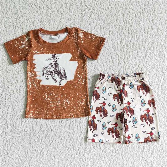 BSSO0076 Baby boys western shorts sets
