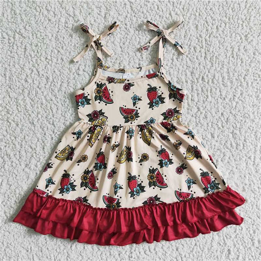 GSD0087 Girls' fruit flower suspender dress