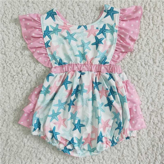 SR0022  Baby girls starfish summer rompers