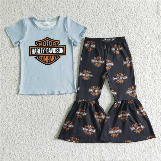 GSPO0106 HARLEY-DAVIDSON blue short-sleeved trousers suit