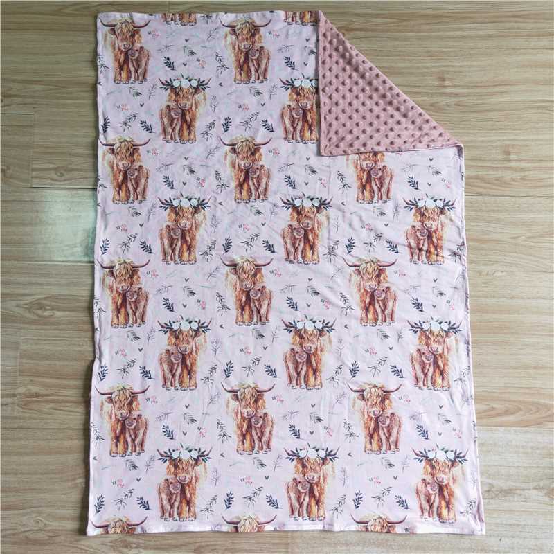 USA Warehouse (IN STOCK) BL0016 Highland cow minky baby kids blankets