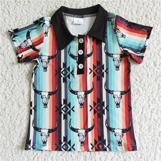 BT0022 Baby Boys western cow stripe buttons shirts