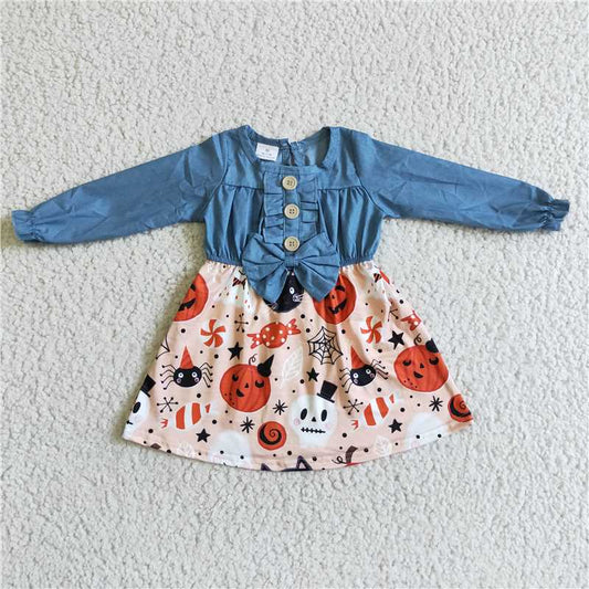GLD0039 Baby girls bow ghost Halloween dresses