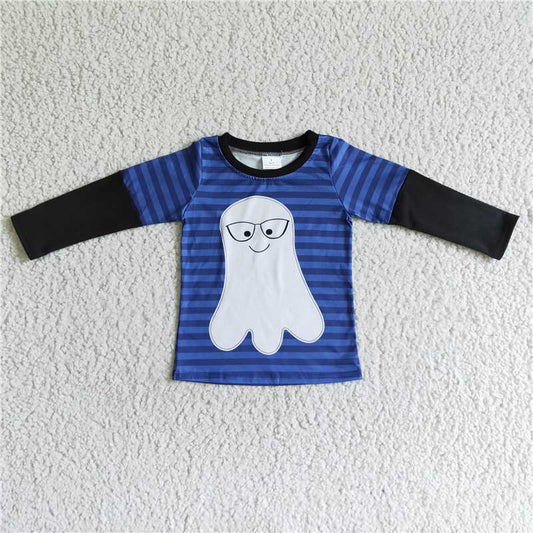 BT0053 Baby kids long sleeve Halloween stripe ghost shirts