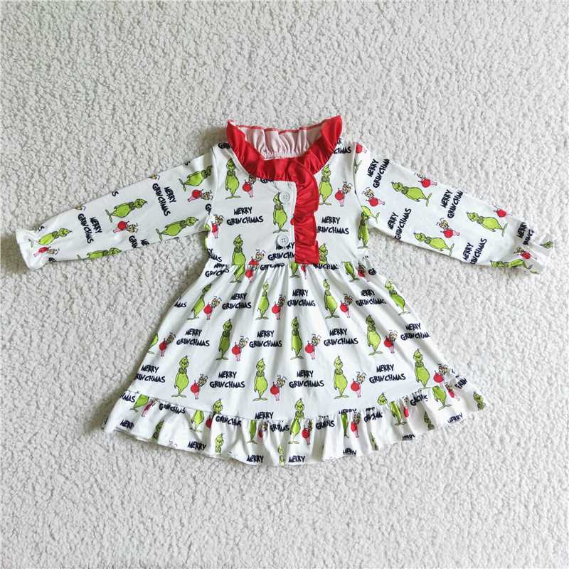 GLD0068  Baby girls Christmas cartoon gowns dresses