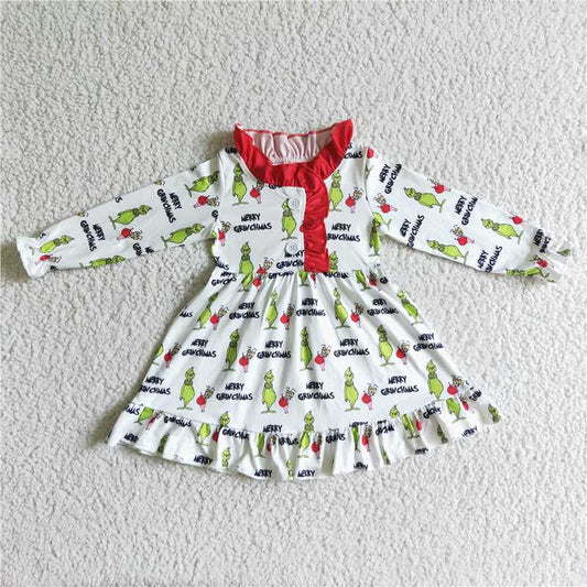 GLD0068  Baby girls Christmas cartoon gowns dresses