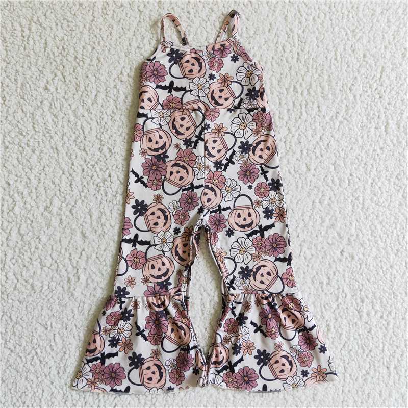 SR0095  Baby girls Halloween pumpkin basket jumpsuits