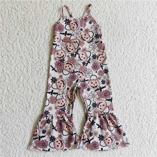 SR0095  Baby girls Halloween pumpkin basket jumpsuits