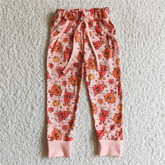 P0026  Baby Girls string pumpkin leaves legging