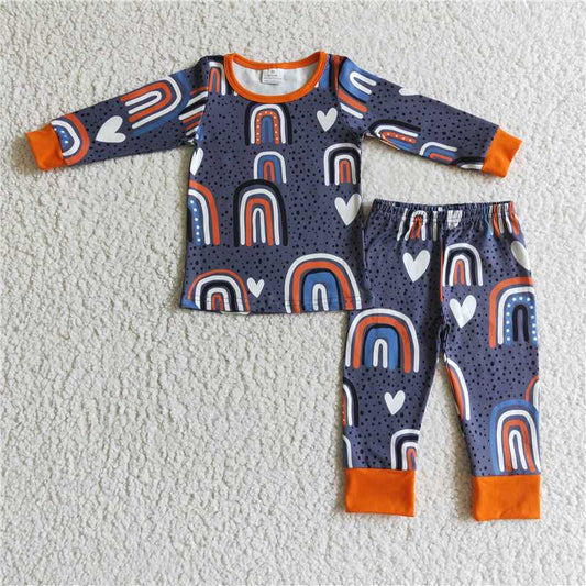 GLP0234 Rainbow long sleeves kids fall pajamas