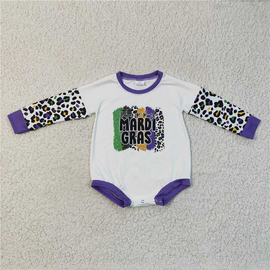 RTS LR0226 MARDI GRAS colorful leopard print long-sleeved jumpsuit
