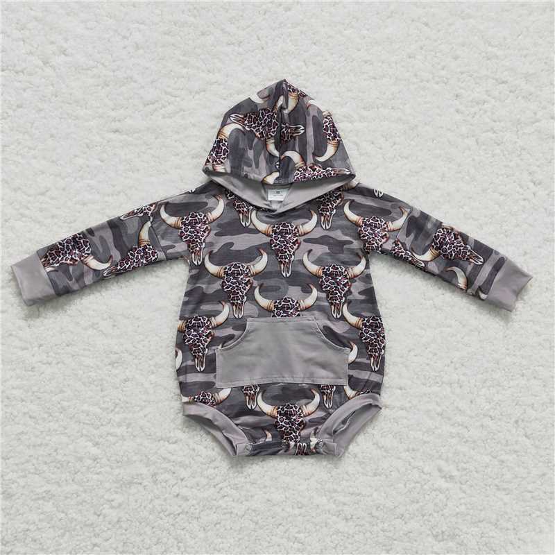 RTS LR0219 Leopard print bull head camouflage pocket hooded long-sleeved jumpsuit