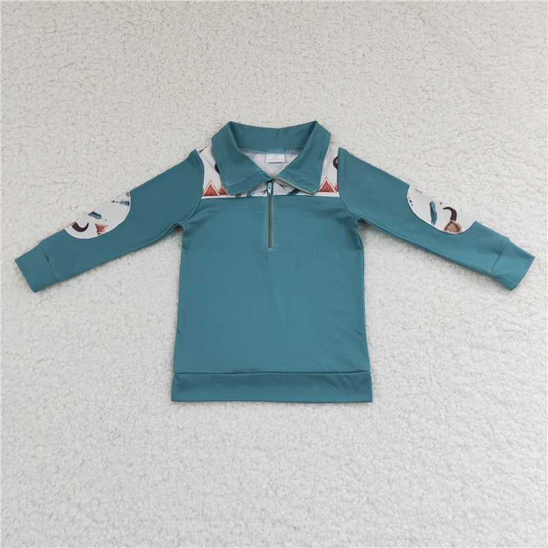 BT0105 Baby Boys western Cow Skull pullovers Tops