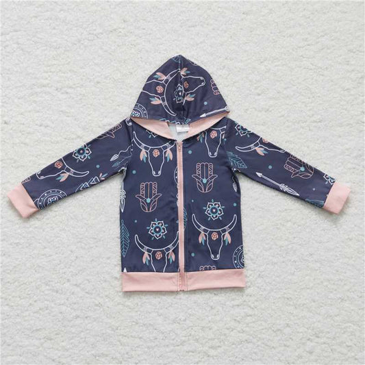 GT0059  Baby kids hoodie cow western fall tops
