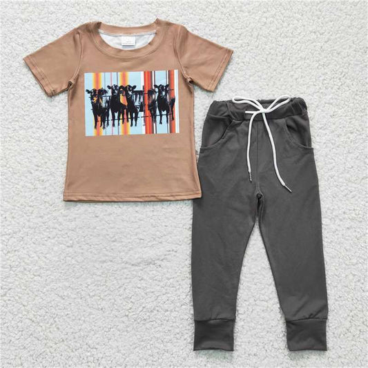 BSPO0064 Baby Boys western Cows Tops Pants clothes sets