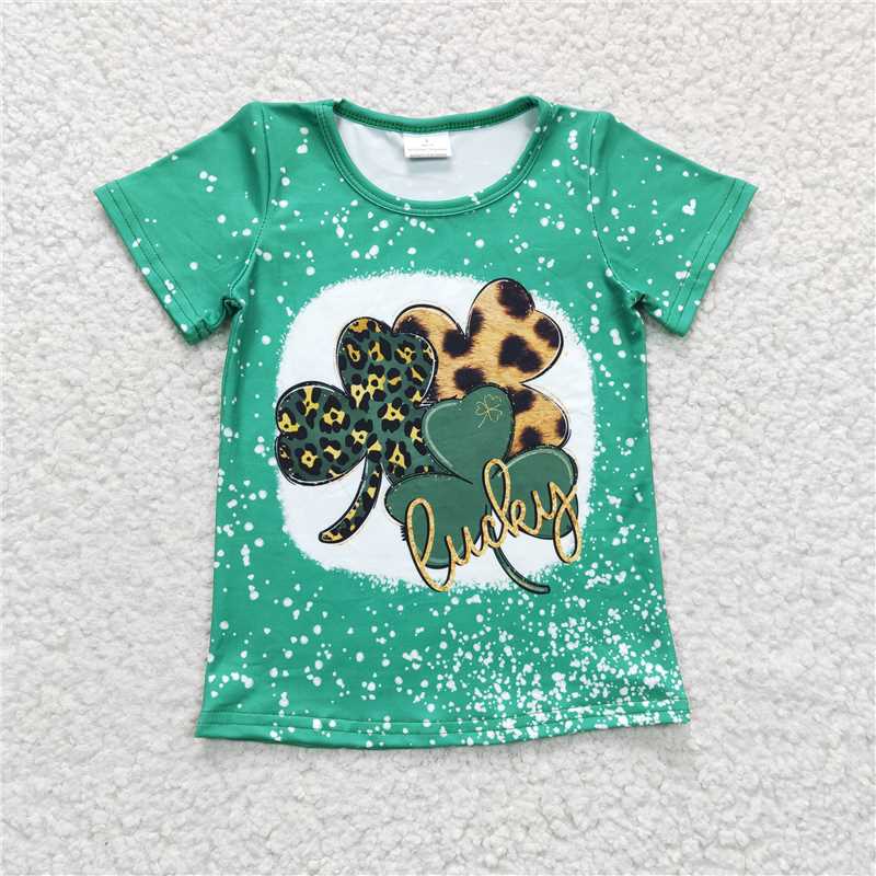 12.22 RTS NO MOQ （In stock）GT0109 Baby Girls Lucky St Patrick Day shirts tops