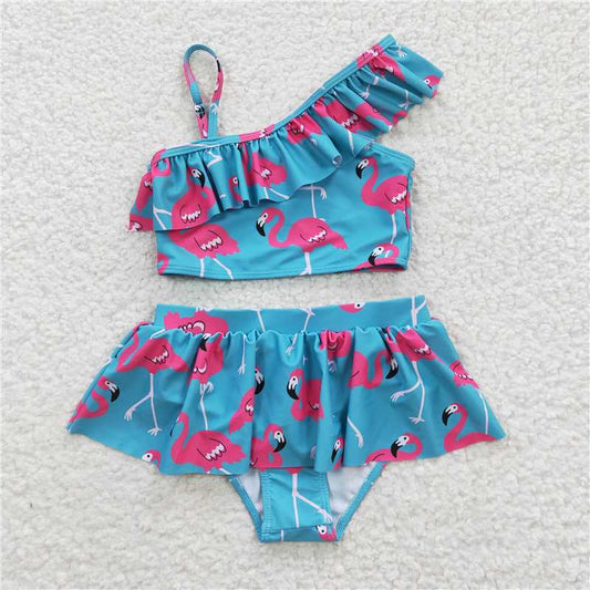 S0087   Baby Girls Flamingo Tow Pieces Swimsuits