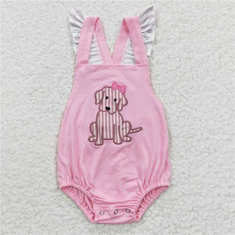 SR0303  Baby Girls Dog Summer Bubble Rompers