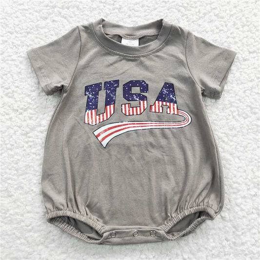 SR0287 Baby Kids USA Short Sleeve Rompers