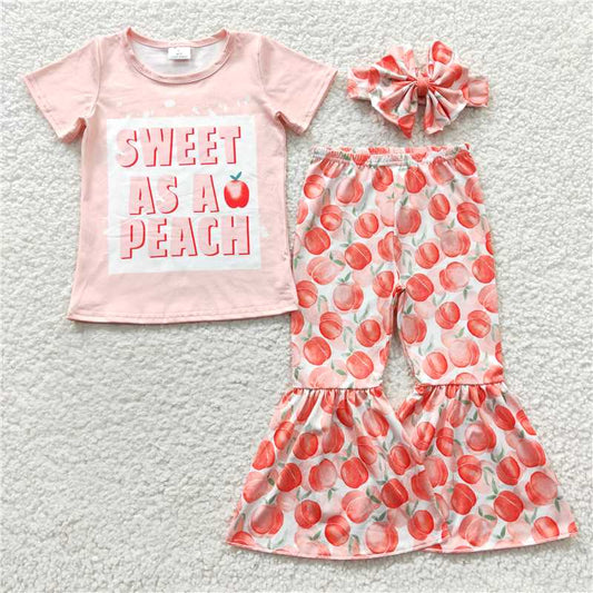 GSPO0569 SWEET peach pink short-sleeved trousers suit