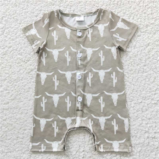 SR0258 Baby Boys Cow Skull Summer Rompers