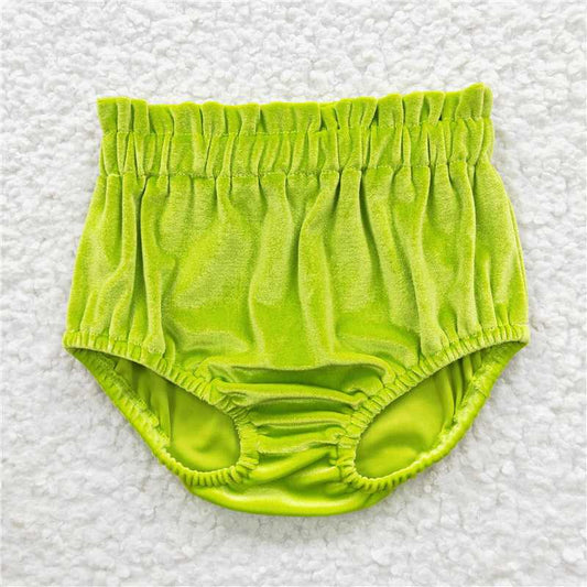 SS0101  Baby Girls Green Velvet Bummies Bottoms