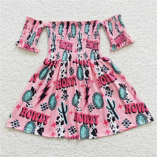 GSD0388 howdy cactus gem pink one-shoulder dress