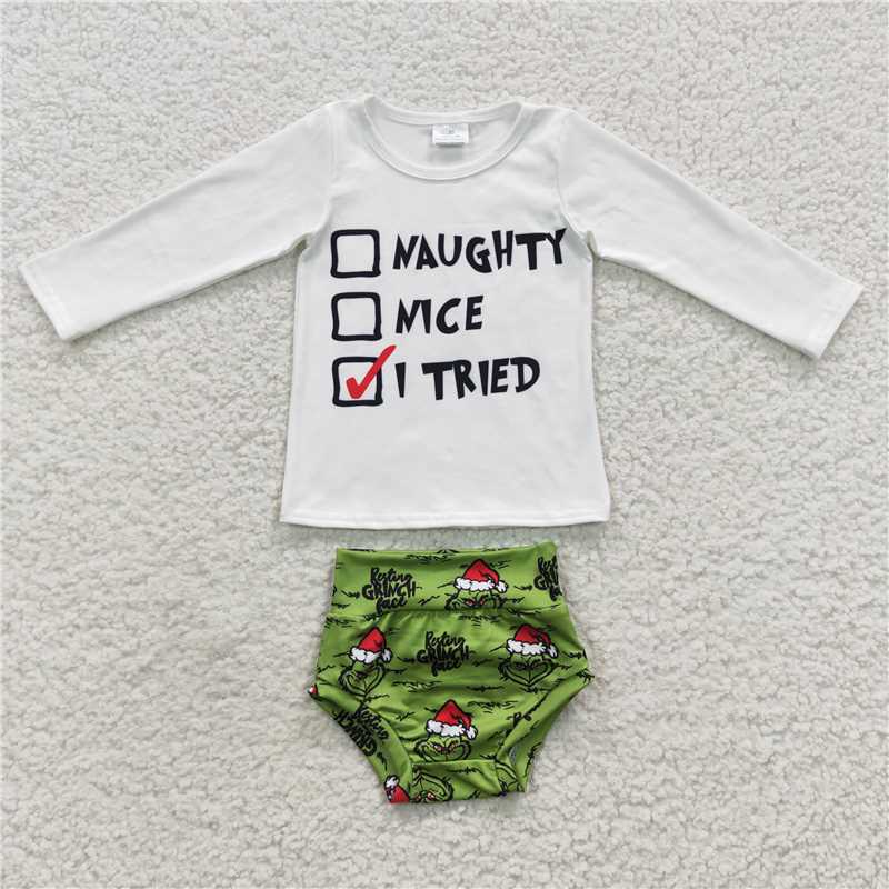 GBO0167  Baby Girls Christmas Frog Bummie Sets