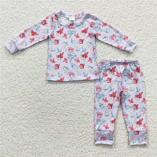 GLP0573Fish long sleeves princess baby girls pajamas