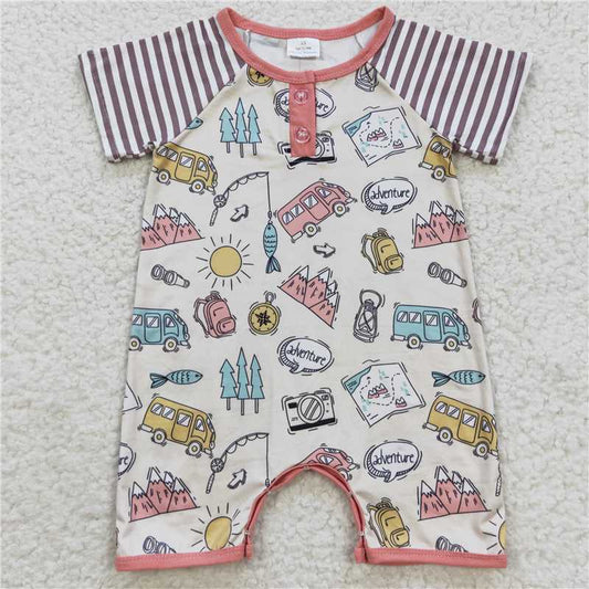 SR0394 Baby Boys Short Sleeve Tree Rompers