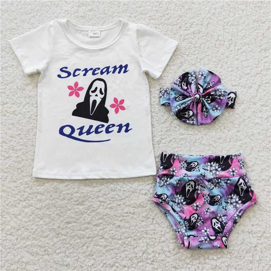 GBO0170  Baby Girls Halloween Ghost Bummie Sets