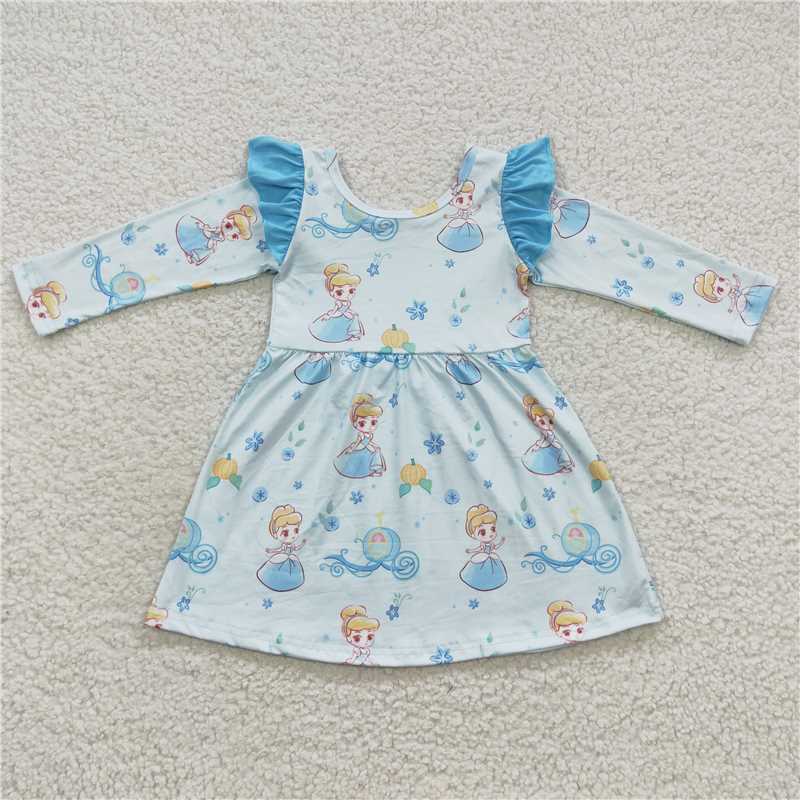 GLD0254  Baby Girls Blue Princess Ruffle Dresses