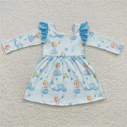 GLD0254  Baby Girls Blue Princess Ruffle Dresses