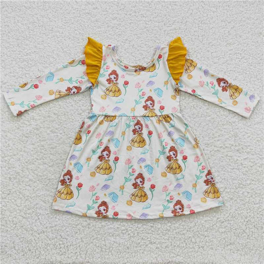 GLD0250  Baby Girls Yellow Princess Ruffle Dresses