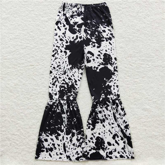P0208  Adult Women Black Tie Dye Bell Pants
