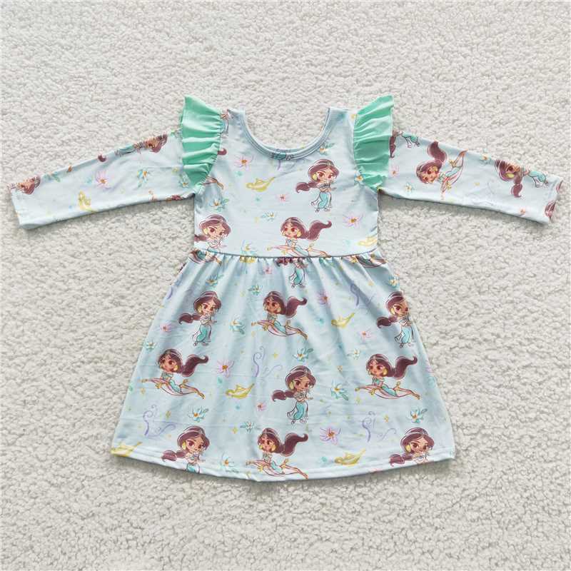 GLD0253  Baby Girls Green Princess Ruffle Dresses