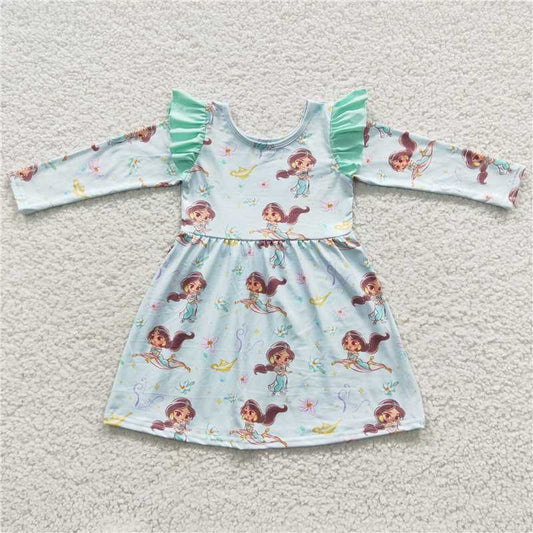 GLD0253  Baby Girls Green Princess Ruffle Dresses