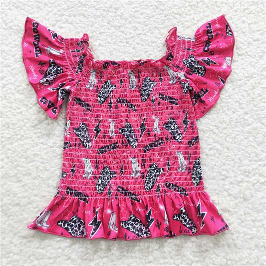 GT0181 Cowgirl hat thunder hot pink elastic baby girls shirt