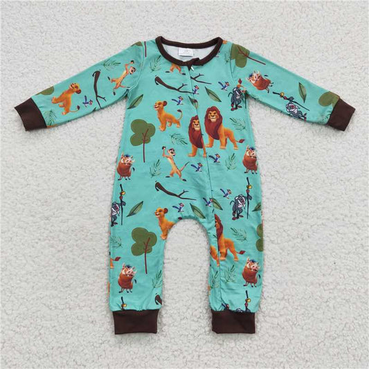 RTS LR0486 Lion King Simba green and brown zipper long sleeve jumpsuit