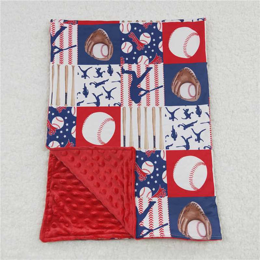 USA Warehouse (IN STOCK) BL0063 Baseball patchwork baby kids blankrts