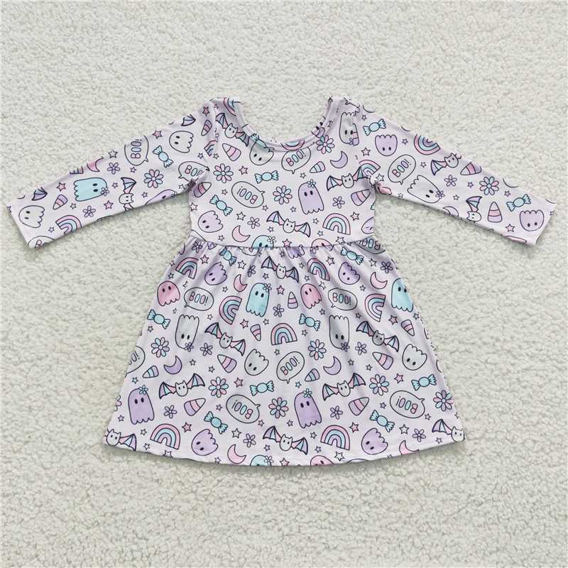 GLD0295  Baby Girls Purple Ghost Knee Length Dresses
