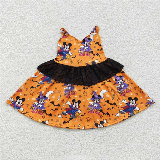 GSD0453 Baby Girls Halloween Cartoon Strap Ruffle Dresses