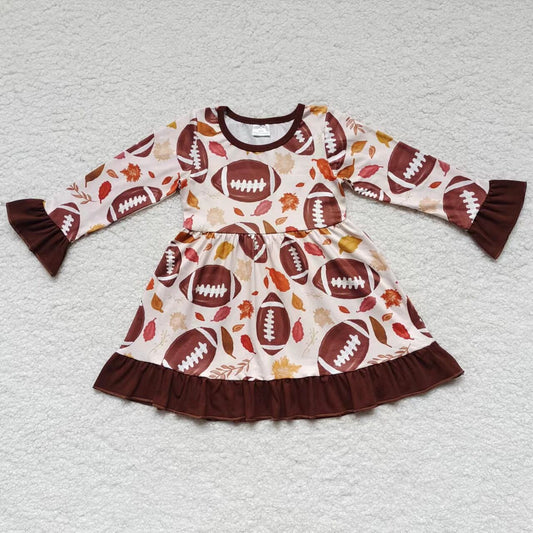 GLD0222  Baby Girls Football Ruffle Knee Length Dresses