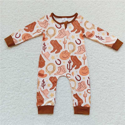 RTS LR0431 Boots, cowboy hat, brown zip-up long-sleeved jumpsuit