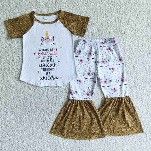 C0-22 Golden short-sleeved unicorn suit