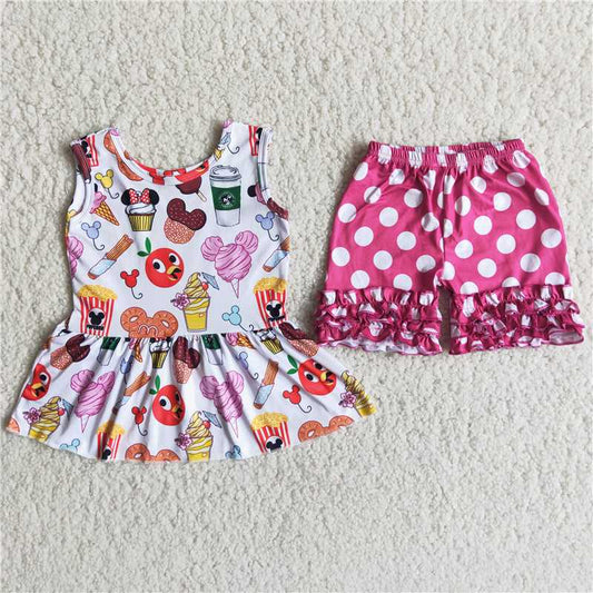 Lovely cartoon pink dots Shorts sets