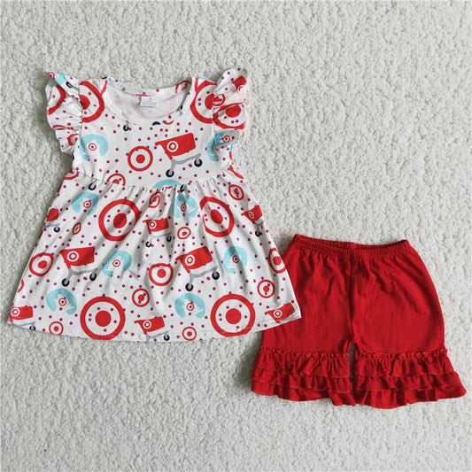Red cow pattern Shorts sets